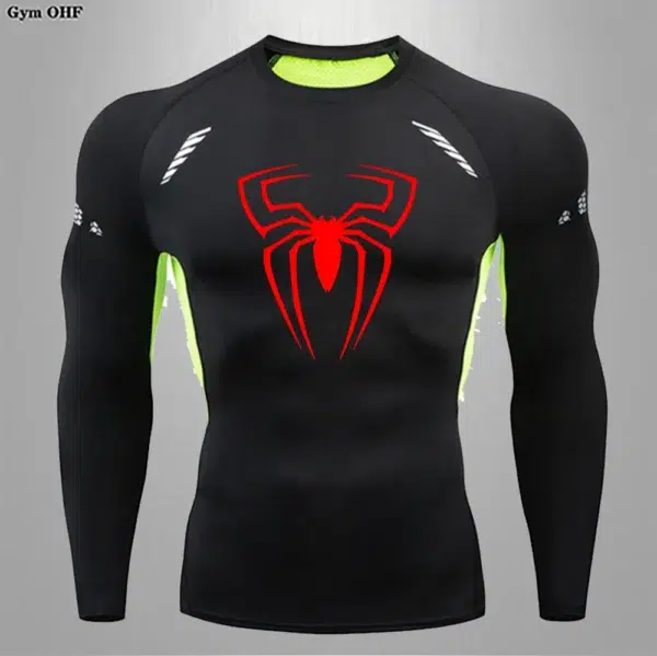 Spider Men Sports Rashgard Long Sleeves T Shirt Print Compression Men Running Shirt MMA Workout Bodybuilding Quick-Dry T-Shirts - Image 2