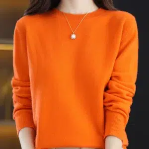 Fashion 100% Merino Wool Sweater Cashmere Pullover O-Neck Long Sleeve Women Knitwear Autumn Winter Clothing Aliselect Tops