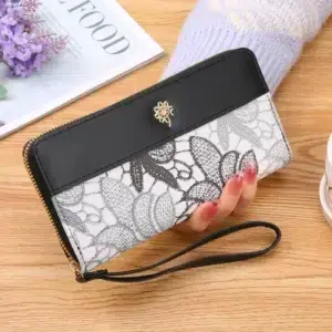 New Single Pull Women Wallet,Zippered Handbag,Fashionable Embroidered Purse,Large Capacity Soft Leather Change Mobile Phone Bag