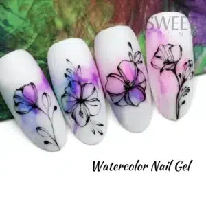 12pcs Blooming Marble Watercolor Nails Gel Polish Ink Spring Flowers Design Smudge Effect Soak Off Manicure Hybrid Varnish JI895