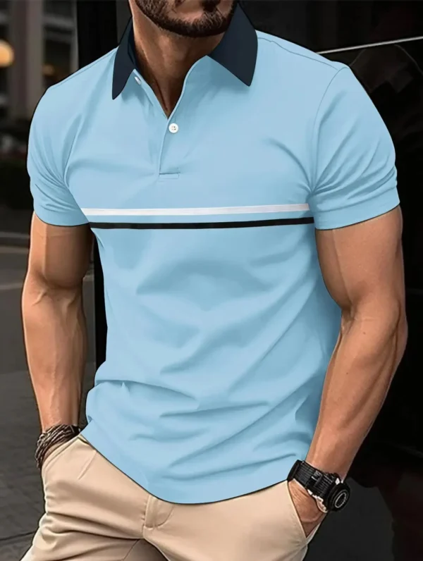 New Summer Best-Selling Men's Polo Shirt Collar Short-Sleeved Pullover Casual Sports Solid Color Stand Collar Trend T-Shirt - Image 4