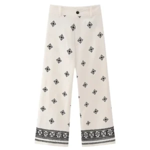 Vintage Women Loose Boho Linen Pants 2023 Summer Fashion Ladies Vocation Soft Embroidery Trousers Female Casual Bottoms Chic