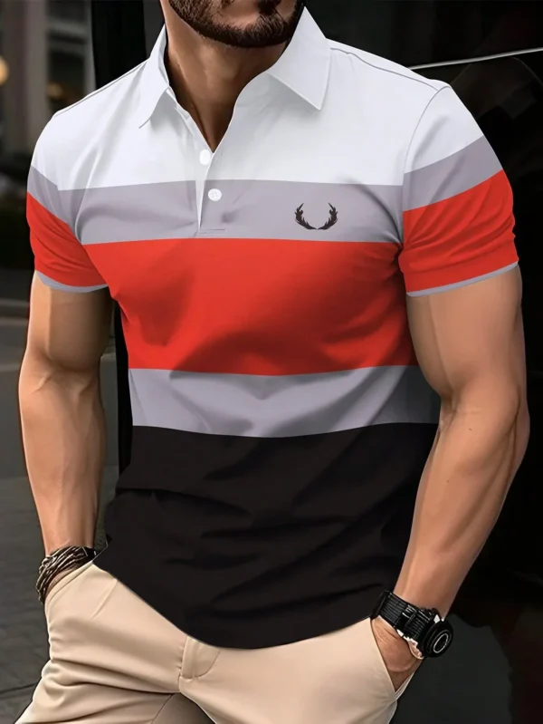 New Summer Best-Selling Men's Polo Shirt Collar Short-Sleeved Pullover Casual Sports Solid Color Stand Collar Trend T-Shirt - Image 2