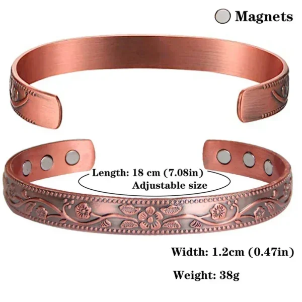 Pure Copper Magnetic Bracelet Men Arthritis Adjustable Magnets Women Cuff Therapy Health Energy Bangles Dropshipping / Wholesale - Image 4