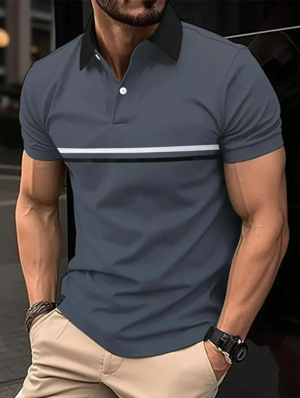 New Summer Best-Selling Men's Polo Shirt Collar Short-Sleeved Pullover Casual Sports Solid Color Stand Collar Trend T-Shirt - Image 5