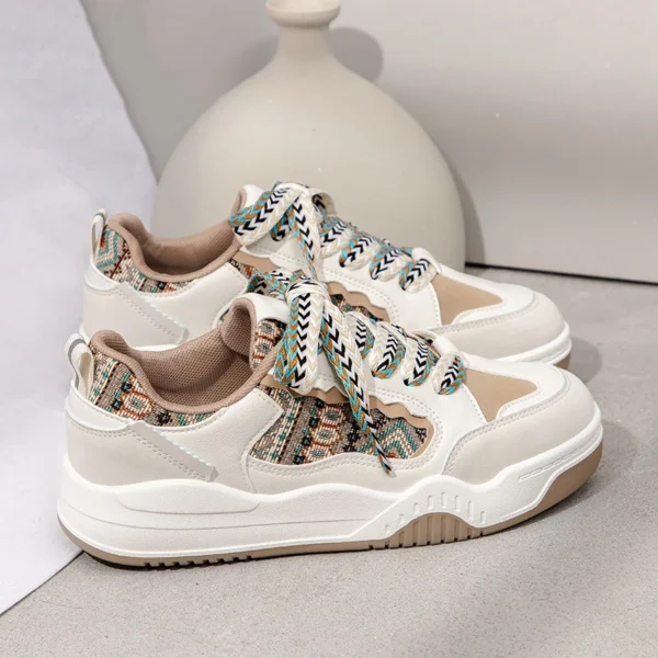 Fashion Women's Shoes Spring Casual Thick Sole Designer Sneakers Girls Breathable Lace-up Colorful Ladies Shoes Women Sneakers - Image 3