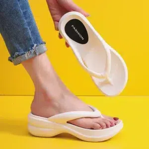 Rimocy White Wedge Summer Flip Flops for Women 2023 Chunky Platform Clip Toe Sandals Shoes Woman Beach Casual Outdoor Slippers