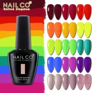 NAILCO 15ml Glitter Color Gel Nail Polish Set Gel Nail Art All For Manicure Nail Supplies For Professionals Vernis UV Top Coat