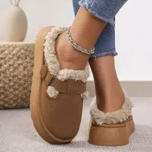 New Winter Retro Women Snow Warm Suede Leather Lazy Loafers Boots Shoes Woman Lady Female Flat Bottine Botas Boots Mujer Shoes