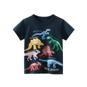 2024 Children's T-Shirt for Boys Girls Kids Shirts Baby Short Sleeve Full Print Toddler Cotton Cartoon Car Tee Tops Clothing