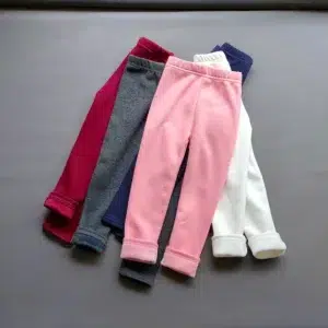 Sweet Girls Pants Kids Boys Thick Warm Trousers Winter Children Casual Solid Color Warm Pants Girls Leggings Gray Pink Wine