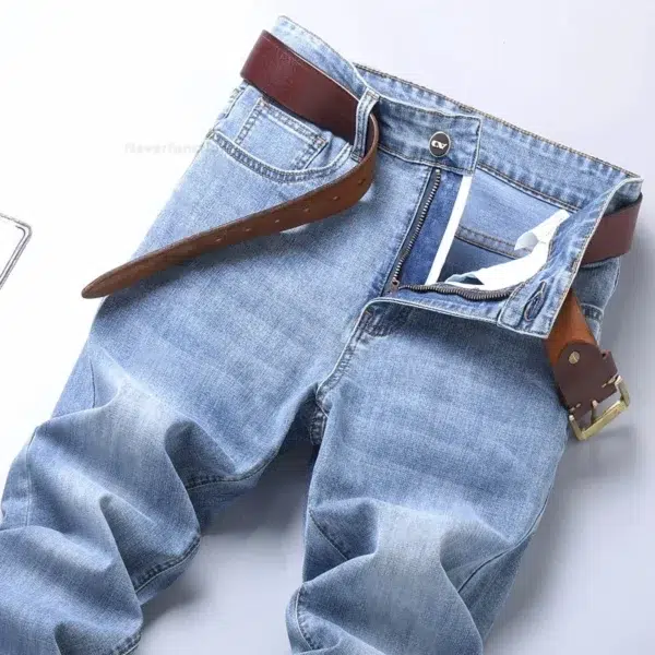 New in Men's Straight Jeans Summer Thin Casual Stretch Fashion Business Casual Denim Pants Straight Classic Male Trousers - Image 5