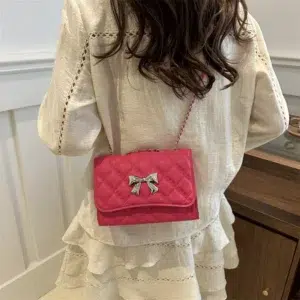 Single shoulder bag fashion diamond chain bag women 2024 summer new crossbody bag popular bow commuter small square bag