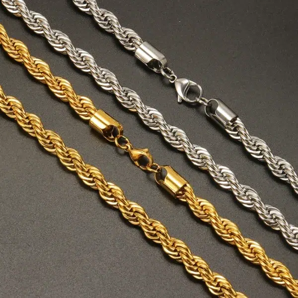 Twist Chain Stainless Steel Long Chain Necklace for Men Women Gold/Silver Color Male Necklace Chain Jewelry Gift Wholesale - Image 2