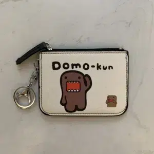 Domo Kun ID Card Holder Case Leather Cute Coin Purse Waller Men Women Bag Keychain Storage Bag