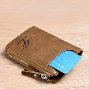 Fashion Men's Coin Purse Wallet RFID Blocking Man Leather Wallet Zipper Business Card Holder ID Money Bag Wallet Male Purse