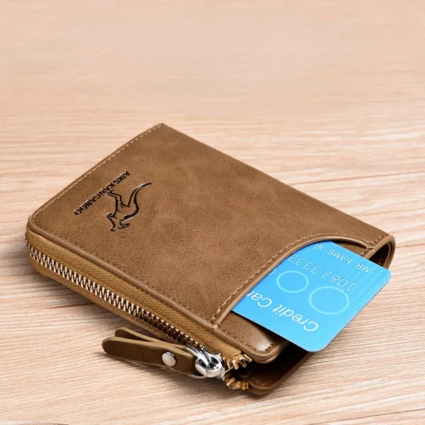 Fashion Men's Coin Purse Wallet RFID Blocking Man Leather Wallet Zipper Business Card Holder ID Money Bag Wallet Male Purse - Image 4