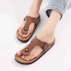 Shevalues New Design Cork Flip Flops Women Classic Footbed Sandals Fashion Comfort Home Shoes With Arch Support Soft Sole Slides