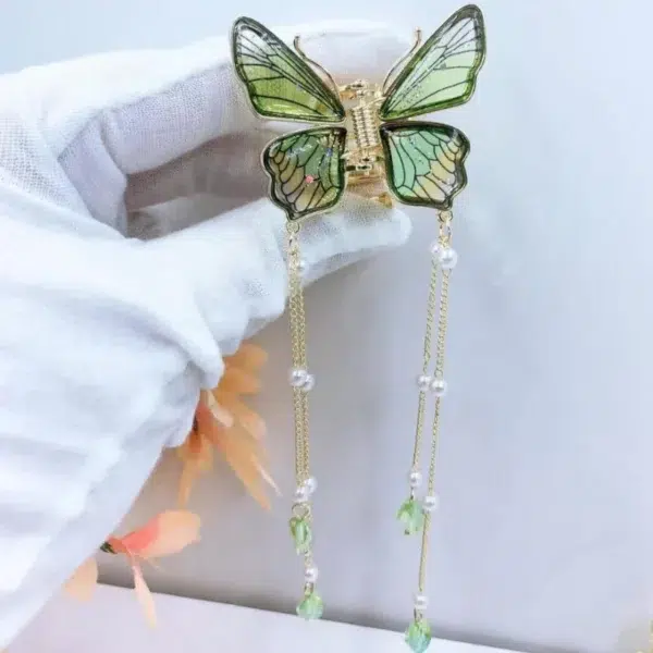 Fashion Elegance Butterfly Tassel Hairpin Headgear For Women Holiday Gift Transparent Shark Clip Back Head Girl Hair Accessories - Image 4