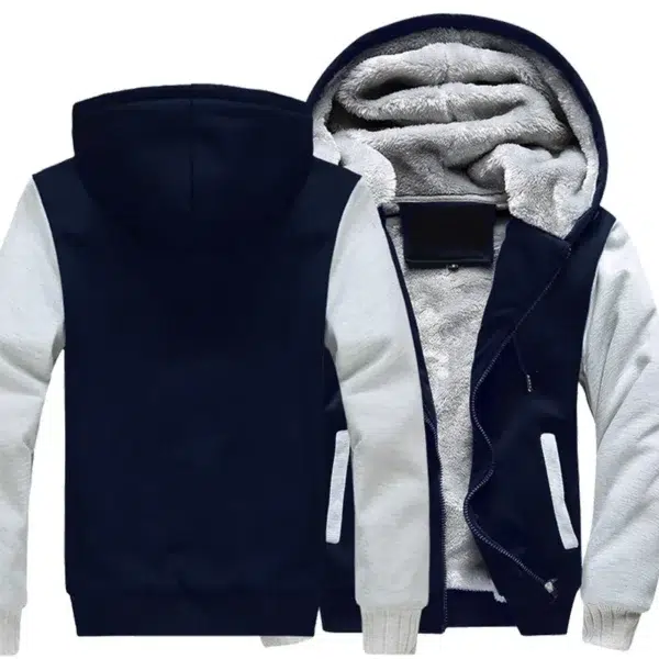 New Men's Jackets Coat Outdoors Fleece Warm Thicken Zipper Jackets Winter Hooded Coats - Image 6