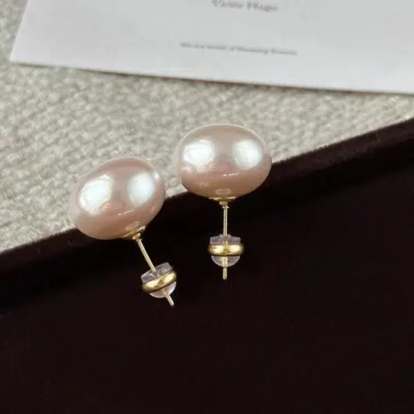 New Crossover 925sterling silver freshwater pearl light luxury temperament simple sweet love pendant earrings Stud jewelry party - Image 2