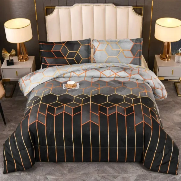 Duvet cover set, bedding gilt line geometric element Rollney duvet cover set, gold line ultra-soft microfiber quilt cover