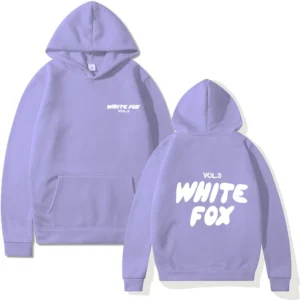 2024 Women's Fashion White FOX Hoodie Men's and Women's Sportswear Hip Hop Casual Hoodie Loose Jogging Sweatshirt