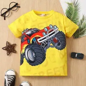 Children's Clothing Boys Tshirt Short Sleeve Girl T-Shirt 3D Cartoon Truck Print Kids Summer Clothes Children's Boy's Clothing