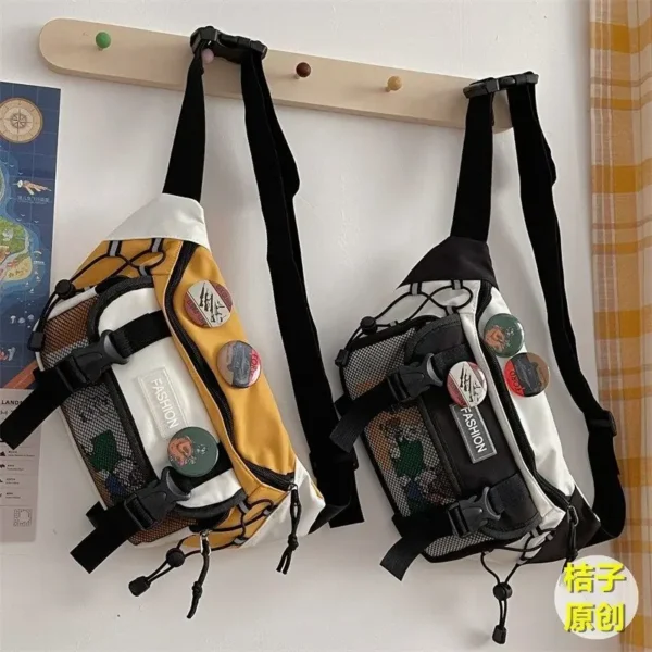 Japanese Crossbody Bag Male Korean Unisex Girl Student Chest Bag Hong Kong Style Retro Waist Bag - Image 4