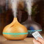 High Quality 500ml Aroma Essential Oil Diffuser Wood Grain Air Humidifier Aromatherapy Ultrasonic Remote Control Home Bedroom