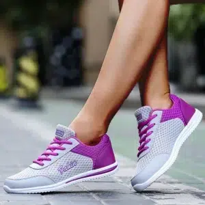 Breathable Sneakers For Women 2024 New Fashion Solid Color Soft Women Sneakers Mesh Fabric Lace Up Woman Shoes Female Footwear