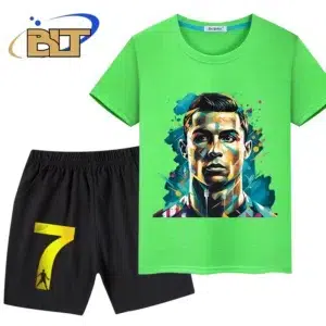 Ronaldo printed children's clothing summer children's short-sleeved shorts suit sports T-shirt 2-piece set suitable for boys