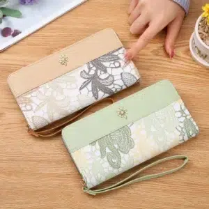 New Single Pull Women Wallet,Zippered Handbag,Fashionable Embroidered Purse,Large Capacity Soft Leather Change Mobile Phone Bag