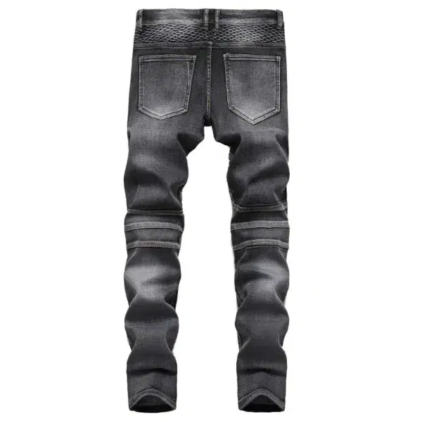 New Men's Patchwork Vintage Biker Jeans Hip Hop Slim Straight Elastic Cycling Denim Pants Male Fashion Streetwear Trouser - Image 5