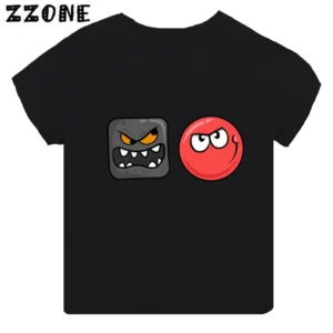 Hot Sale Red Ball 4 Print Cartoon Kids T-shirt Funny Girls Clothes Baby Boys Black Short Sleeve T shirt Children Tops,TH5849