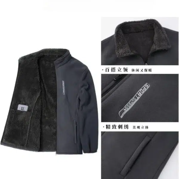 Winter Men Outdoor Fleece Jacket Casual Polar Fleece Cold-Proof Thickened Coat Lightweight Windproof Zipper Cardigan Warm Jacket - Image 5