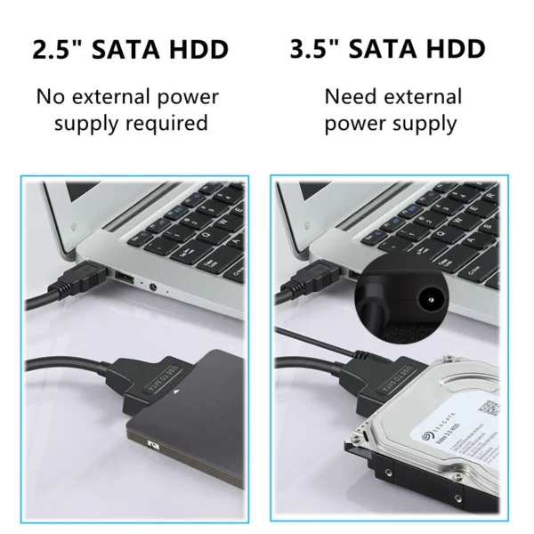 USB 3.0 to SATA Cable SATA III Hard Drive Adapter Converter for 2.5" 3.5" SSD HDD Hard Drive Disk with 12V/2A Power Adapter - Image 5