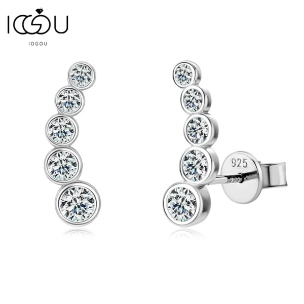 2023 New All Round Moissanite Earrings for Women 0.43ctw Climber Earrings Studs 925 Silver Certified Original Engagement Jewelry