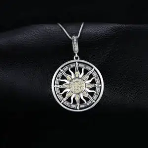 JewelryPalace Celestial Sun Cubic Zirconia 925 Sterling Silver Pendant Necklace for Women Girl No Chain Fashion Jewelry Gift