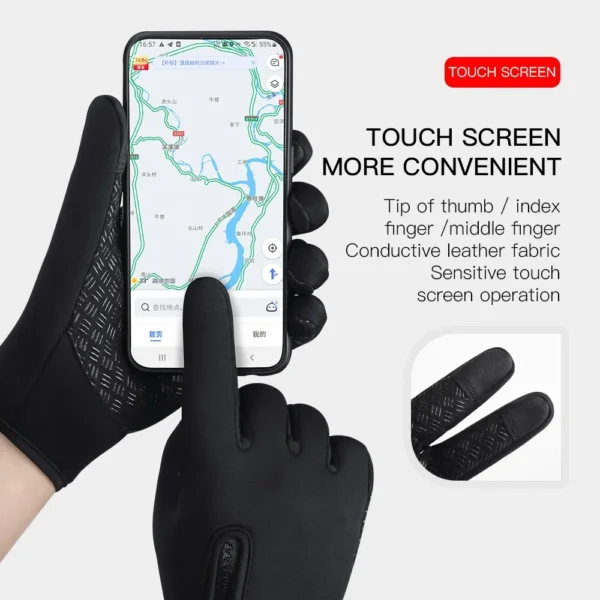 Winter Gloves For Men Women Touchscreen Windproof Thermal Warm Cycling Glove With Zipper Non-Slip Outdoor Driving Sport Gloves - Image 5