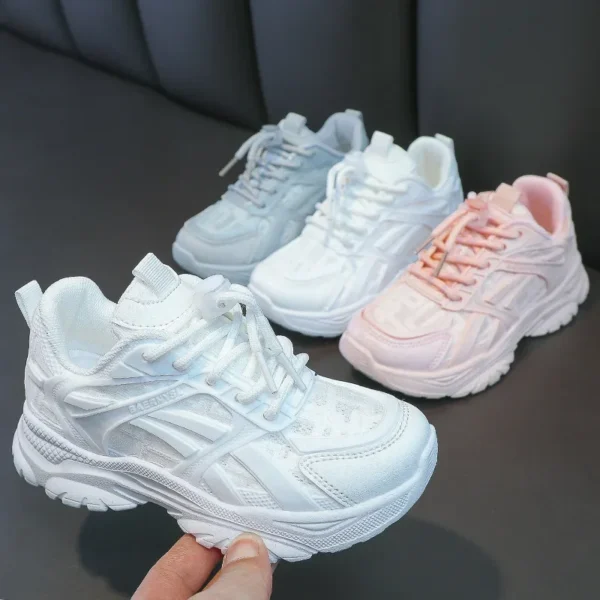 Children Casual Shoes Kids Sneakers for Boys and Girls Solid White Shoes Mesh Breathable Running Sports Tenis Chunky Sneakers - Image 4