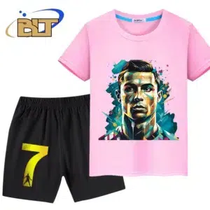 Ronaldo printed children's clothing summer children's short-sleeved shorts suit sports T-shirt 2-piece set suitable for boys