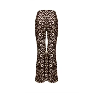 High Waist Leopard Print Flare Leggings Pants Korea Style 2024 Summer Autumn Women Fashion Sexy Bodycon Trousers Club Pants Slim