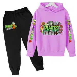 Kids Clothing 3-13Y Hooded Pullover Popular Game Plants vs. Monster Print Boys/Girls Top/Pants 2P Casual Fun Sports Charming Set