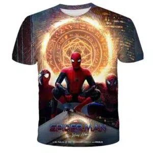 Superhero Spiderman Print T-shirt Boys Top Tee Casual Sports T-shirts 3-14 Years Old Kids Clothing Summer Short Sleeve