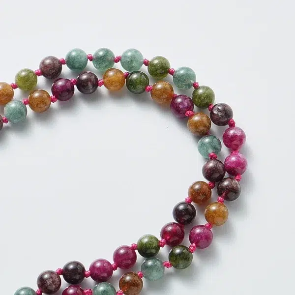 Colorful Tourmaline Beads Necklace for Men and Women, 108 Mala Beads, Meditation Prayer Jewelry, Japamala Rosary, 8mm - Image 5