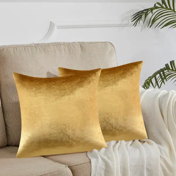 1piece Modern Solid Velvet Cushion Covers for Sofa Bed Couch Home Decor Luxury Throw Pillows Covers 45x45 50x50 Gold Pillowcase - Image 2