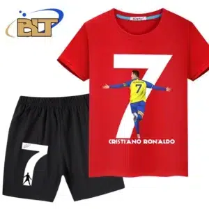 Ronaldo printed summer children's clothing children's T-shirt pants 2-piece sports shorts suit suitable for boys and girls