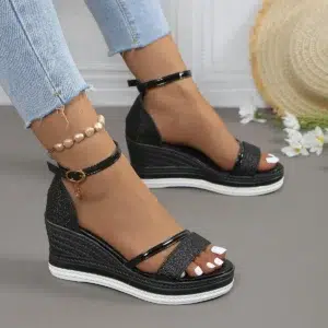 Summer Sandals Women Comfortable Roman Shoes Round Toe Flat Bottom Rhinestone Women'S Outer Wear Women'S Sandals Summer 2024