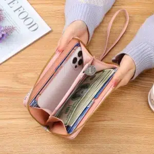 New Single Pull Women Wallet,Zippered Handbag,Fashionable Embroidered Purse,Large Capacity Soft Leather Change Mobile Phone Bag